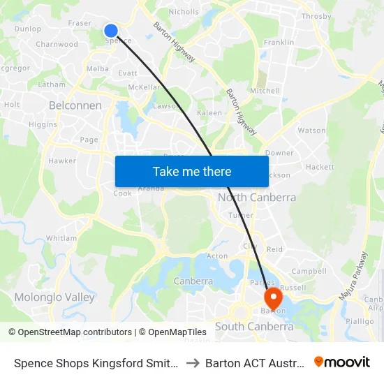 Spence Shops Kingsford Smith Dr to Barton ACT Australia map
