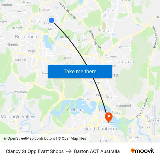 Clancy St Opp Evatt Shops to Barton ACT Australia map