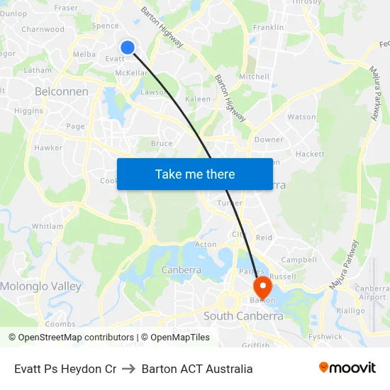 Evatt Ps Heydon Cr to Barton ACT Australia map