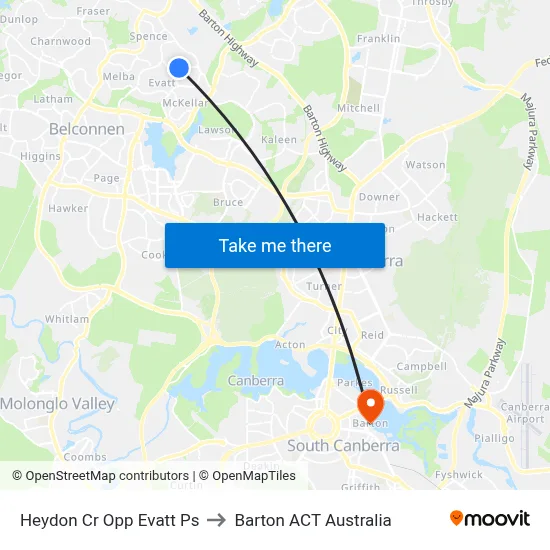 Heydon Cr Opp Evatt Ps to Barton ACT Australia map