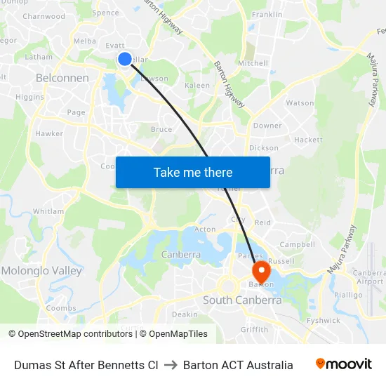Dumas St After Bennetts Cl to Barton ACT Australia map