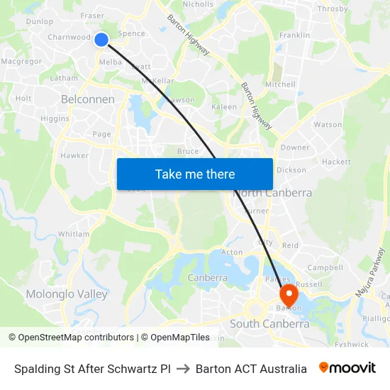Spalding St After Schwartz Pl to Barton ACT Australia map