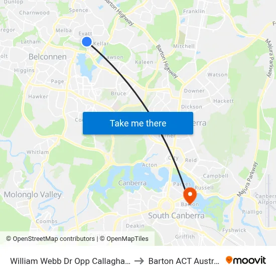 William Webb Dr Opp Callaghan St to Barton ACT Australia map