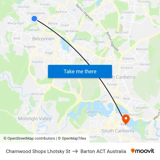 Charnwood Shops Lhotsky St to Barton ACT Australia map