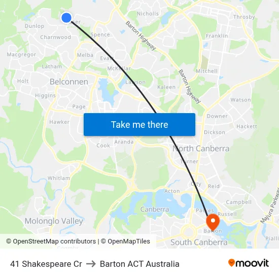 41 Shakespeare Cr to Barton ACT Australia map