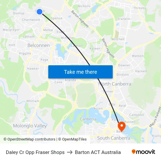 Daley Cr Opp Fraser Shops to Barton ACT Australia map