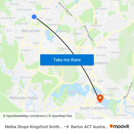 Melba Shops Kingsford Smith Dr to Barton ACT Australia map