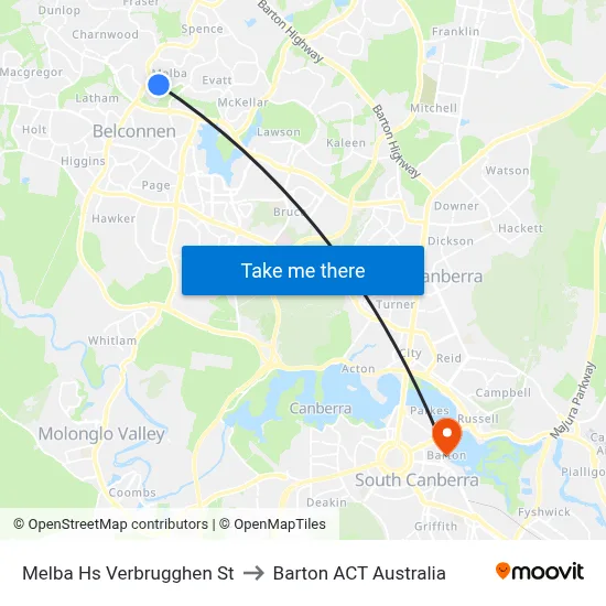Melba Hs Verbrugghen St to Barton ACT Australia map