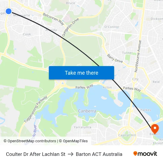 Coulter Dr After Lachlan St to Barton ACT Australia map