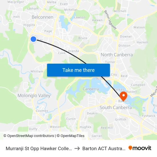 Murranji St Opp Hawker College to Barton ACT Australia map