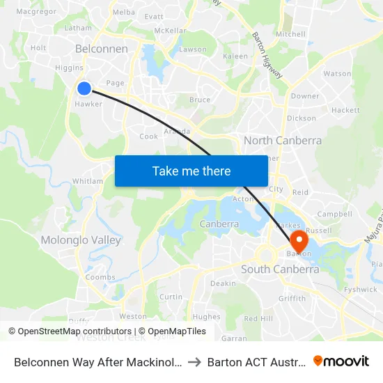 Belconnen Way After Mackinolty St to Barton ACT Australia map