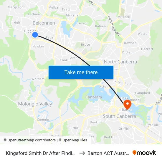 Kingsford Smith Dr After Findlay St to Barton ACT Australia map