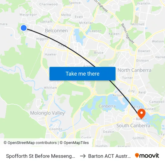 Spofforth St Before Messenger St to Barton ACT Australia map