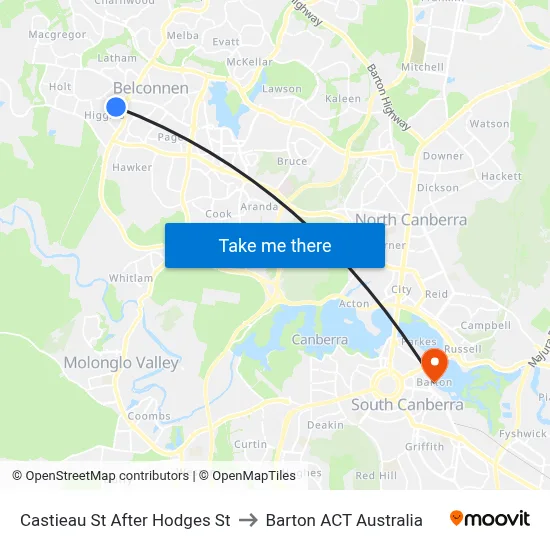 Castieau St After Hodges St to Barton ACT Australia map