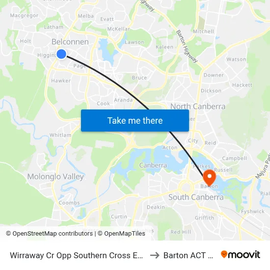 Wirraway Cr Opp Southern Cross Early Childhood Sch to Barton ACT Australia map