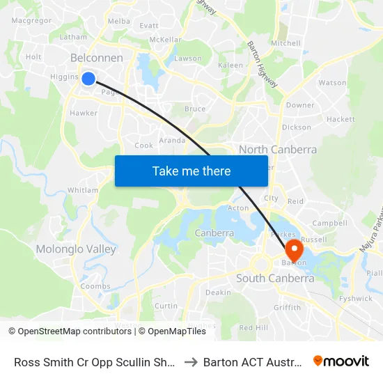 Ross Smith Cr Opp Scullin Shops to Barton ACT Australia map