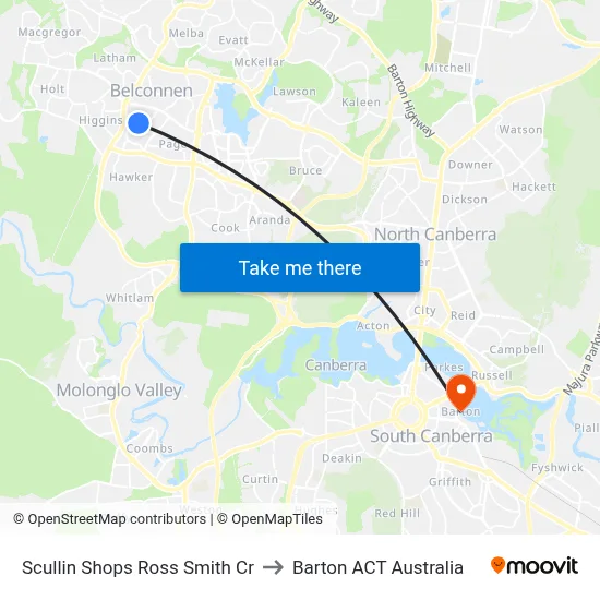 Scullin Shops Ross Smith Cr to Barton ACT Australia map
