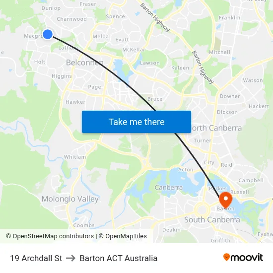 19 Archdall St to Barton ACT Australia map