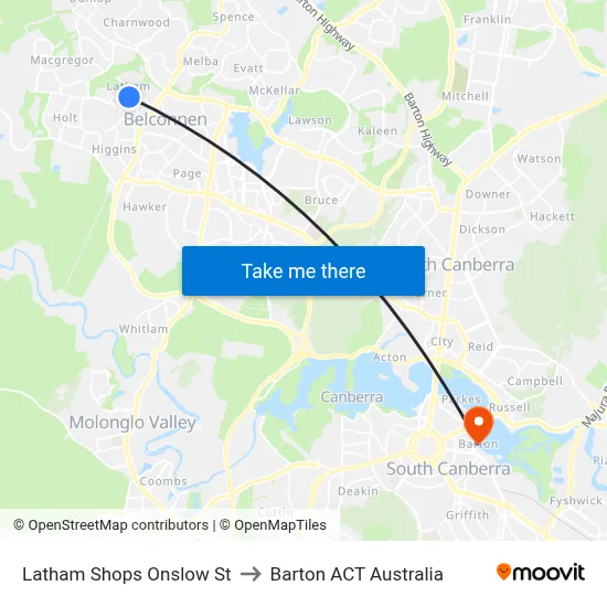 Latham Shops Onslow St to Barton ACT Australia map