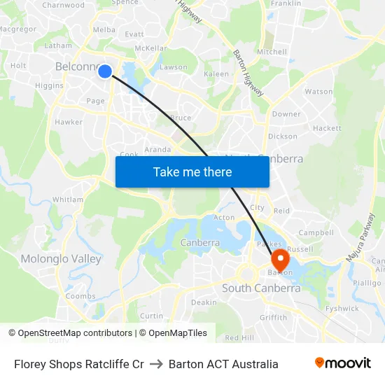 Florey Shops Ratcliffe Cr to Barton ACT Australia map