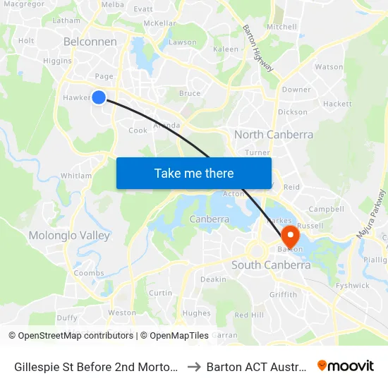Gillespie St Before 2nd Morton St to Barton ACT Australia map
