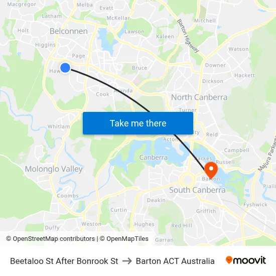 Beetaloo St After Bonrook St to Barton ACT Australia map