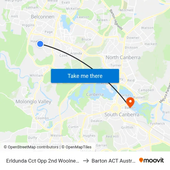 Erldunda Cct Opp 2nd Woolner Cct to Barton ACT Australia map