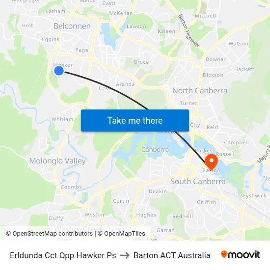 Erldunda Cct Opp Hawker Ps to Barton ACT Australia map