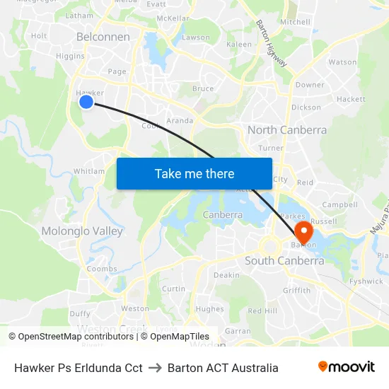 Hawker Ps Erldunda Cct to Barton ACT Australia map