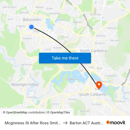 Mcginness St After Ross Smith Cr to Barton ACT Australia map