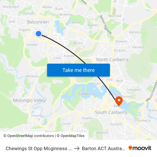 Chewings St Opp Mcginness St to Barton ACT Australia map