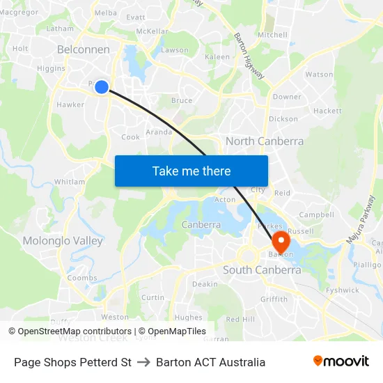 Page Shops Petterd St to Barton ACT Australia map