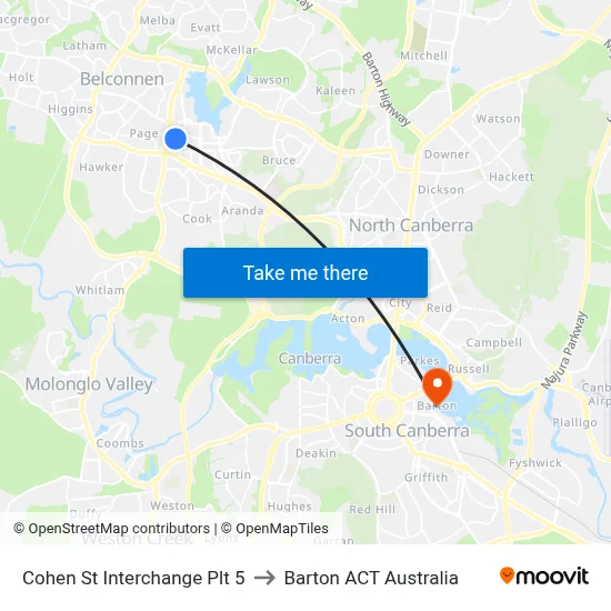 Cohen St Interchange Plt 5 to Barton ACT Australia map