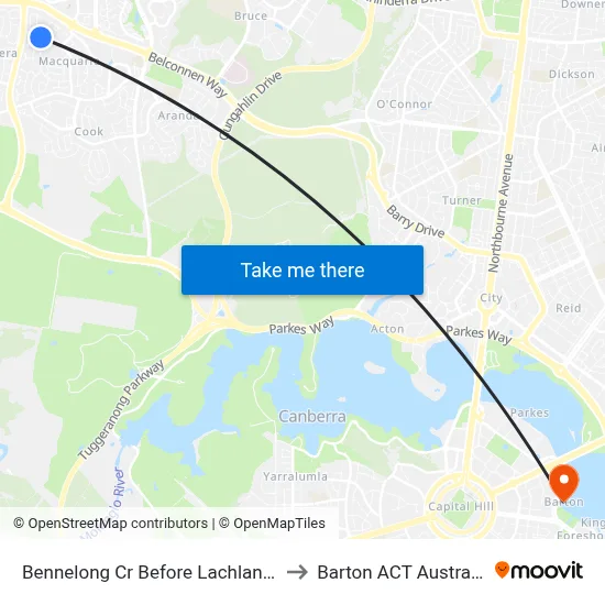 Bennelong Cr Before Lachlan St to Barton ACT Australia map