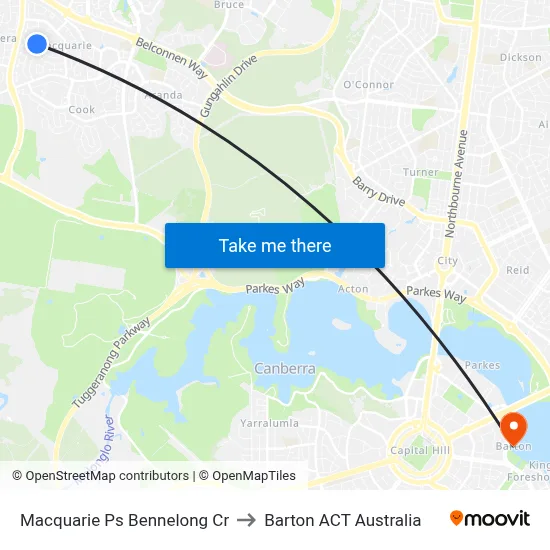 Macquarie Ps Bennelong Cr to Barton ACT Australia map
