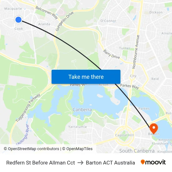 Redfern St Before Allman Cct to Barton ACT Australia map