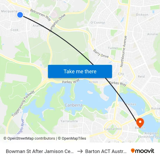 Bowman St After Jamison Centre to Barton ACT Australia map