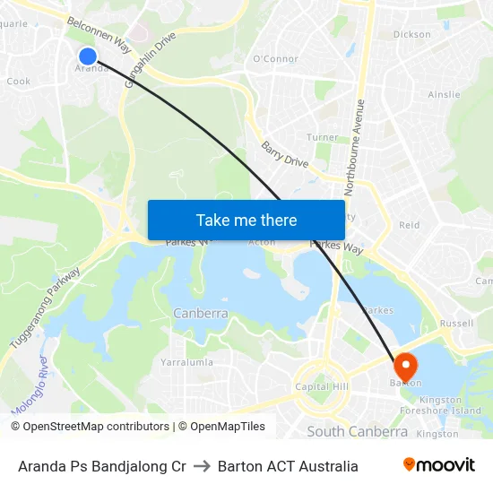 Aranda Ps Bandjalong Cr to Barton ACT Australia map