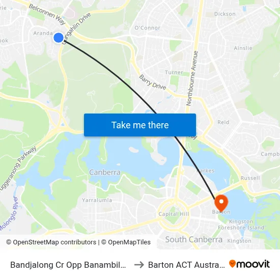 Bandjalong Cr Opp Banambila St to Barton ACT Australia map
