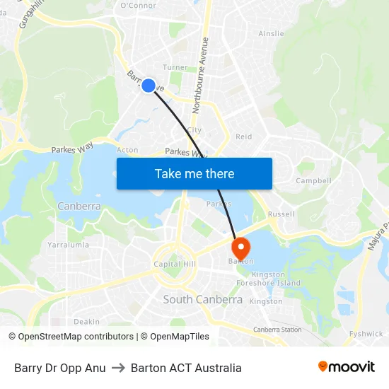 Barry Dr Opp Anu to Barton ACT Australia map