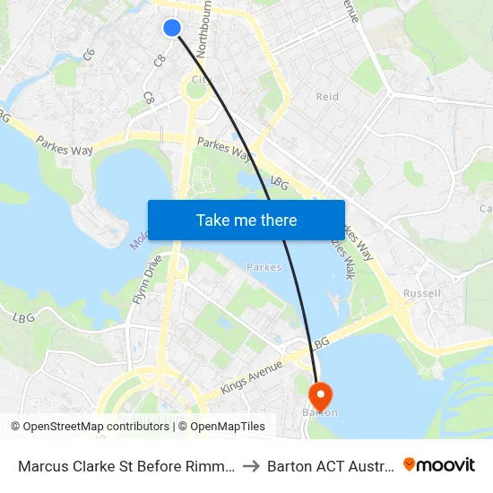 Marcus Clarke St Before Rimmer St to Barton ACT Australia map