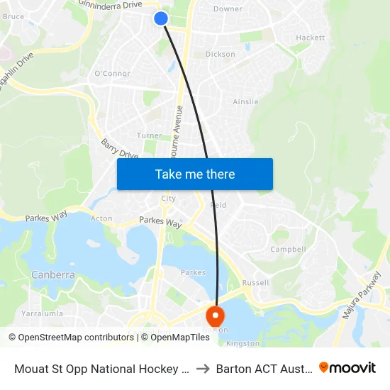 Mouat St Opp National Hockey Centre to Barton ACT Australia map