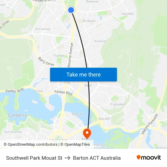 Southwell Park Mouat St to Barton ACT Australia map