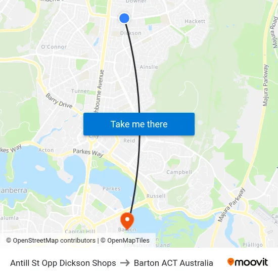 Antill St Opp Dickson Shops to Barton ACT Australia map