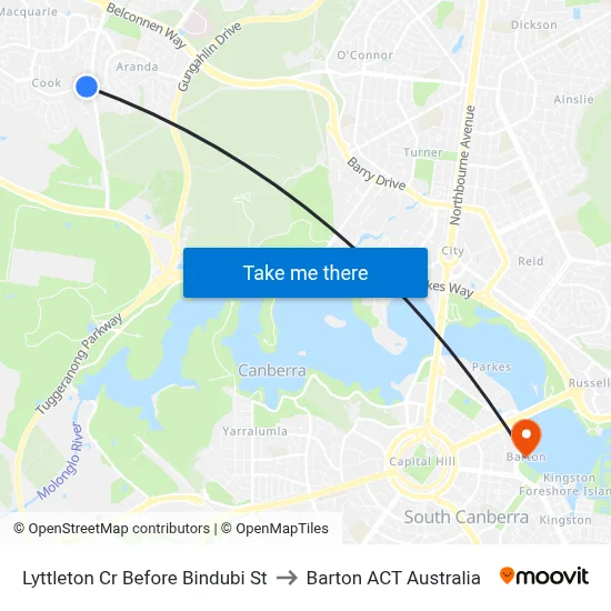 Lyttleton Cr Before Bindubi St to Barton ACT Australia map