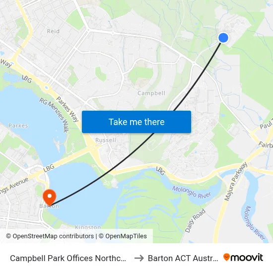 Campbell Park Offices Northcott Dr to Barton ACT Australia map