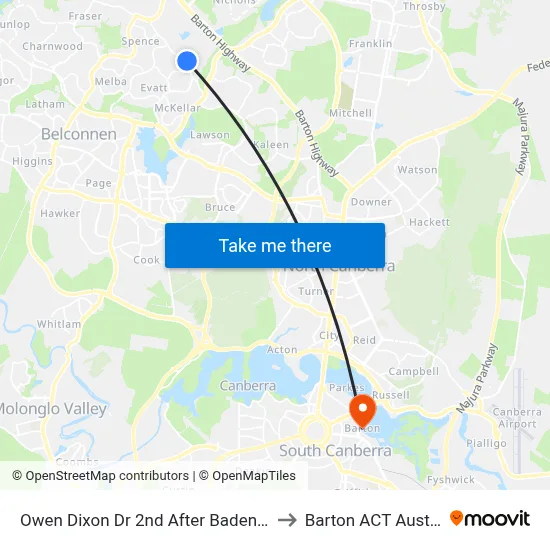 Owen Dixon Dr 2nd After Badenoch Cr to Barton ACT Australia map