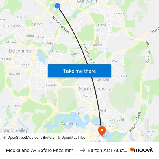 Mcclelland Av Before Fitzsimmons St to Barton ACT Australia map
