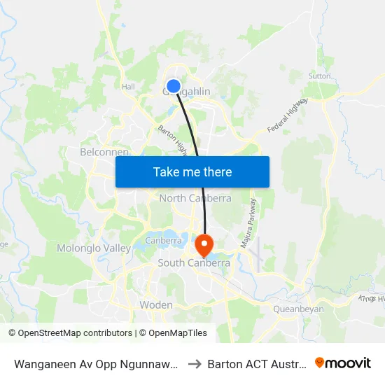 Wanganeen Av Opp Ngunnawal Ps to Barton ACT Australia map