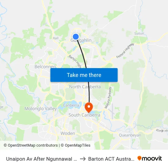 Unaipon Av After Ngunnawal Ps to Barton ACT Australia map